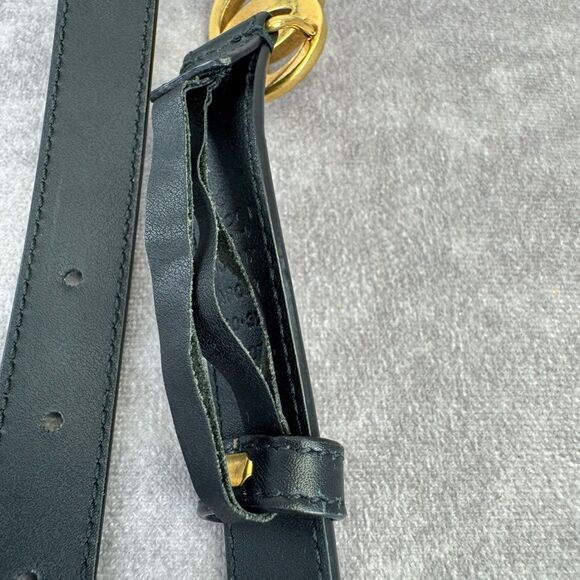 Authentic Gucci Black Leather Slim GG Marmont Belt 409417 80/32 - Picture 9 of 10